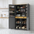 Ball & Cast 71.3' Freestanding Kitchen Pantry with 2 Built-in Drawers and Adjustable Shelves,Storage Cupboard Cabinet with 8 Door Shelves,for Kitchen,Dining Room,Living Room,Apartment,Gray