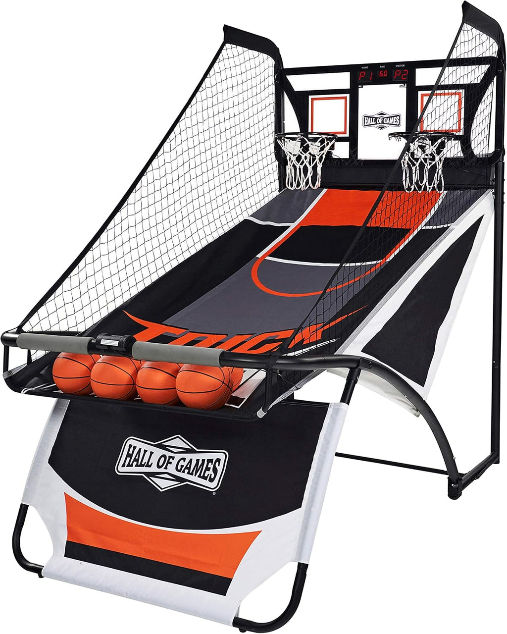Hall Games Premium Arcade Basketball Shootout - Heavy-Duty Foldable Indoor Arcade Game with Shatterproof Pro-Style Backboard – 2 Player Foldable Basketball Arcade Game