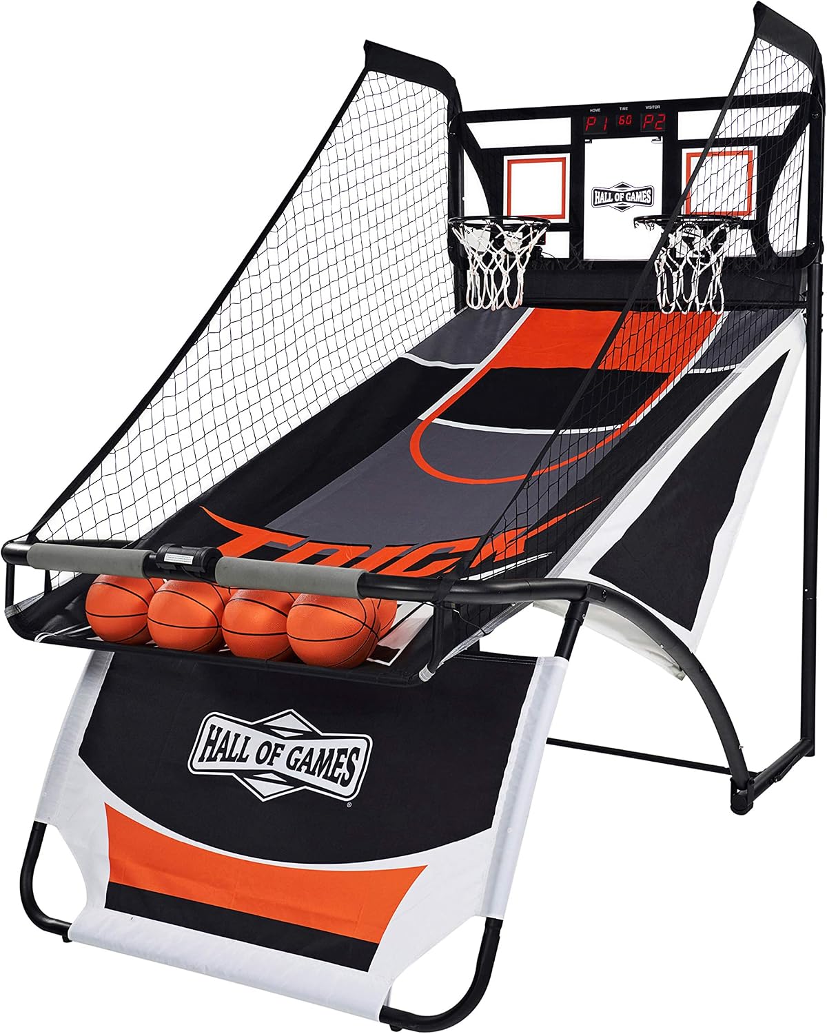 Hall Games Premium Arcade Basketball Shootout - Heavy-Duty Foldable Indoor Arcade Game with Shatterproof Pro-Style Backboard – 2 Player Foldable Basketball Arcade Game