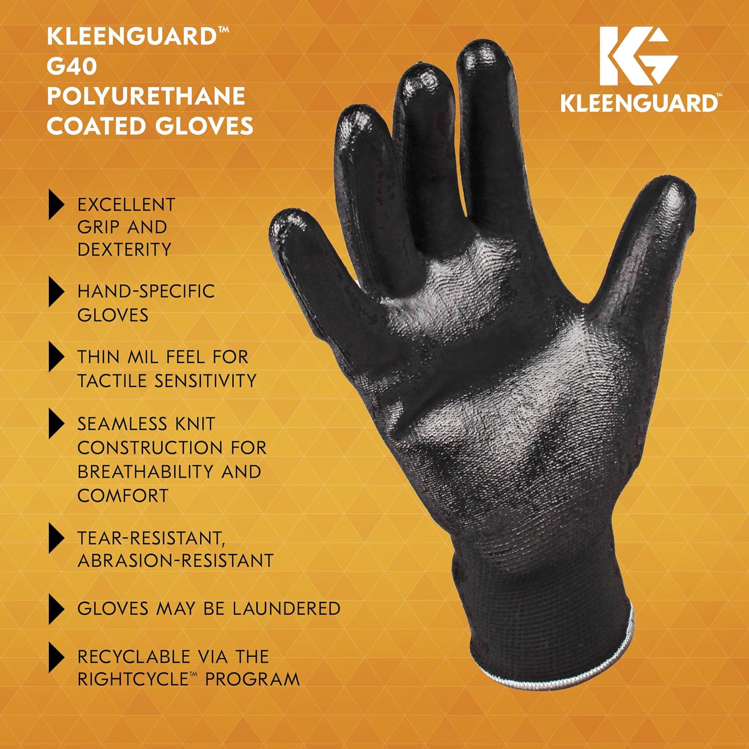 KLEENGUARD G40 Polyurethane Coated Gloves,High Dexterity, Black, 12 Pairs/Bag, 5 Bags/Case