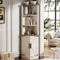 AHB 63' Tall Corner Cabinet Farmhouse Storage Cabinet with Doors and Shelves, Home Space Saver Corner Storage Shelf for Kitchen Living Room, Antique White