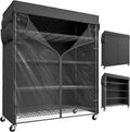 REIBII 45''W Storage Shelves with Cover & Wheels, Metal Shelving Waterproof Dustproof, Wire Shelving Unit Covers, Garage Storage Rack Wire Shelf for Kitchen Pantry, Storage Room, 45Wx17.72Dx72.83H