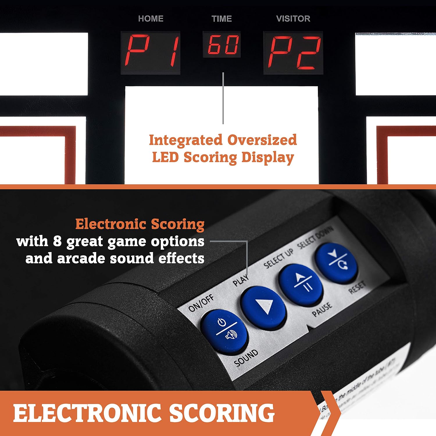 Hall Games Premium Arcade Basketball Shootout - Heavy-Duty Foldable Indoor Arcade Game with Shatterproof Pro-Style Backboard – 2 Player Foldable Basketball Arcade Game