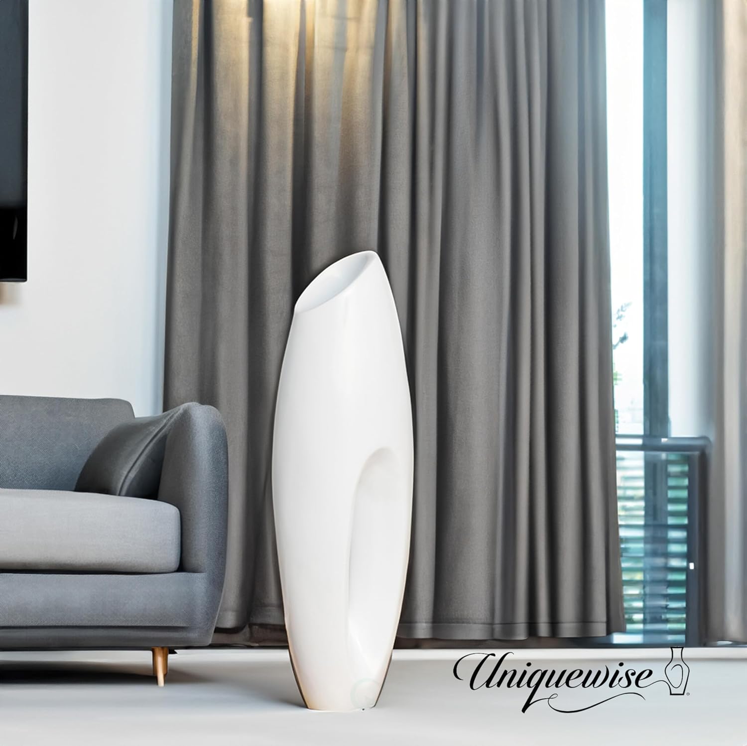 Tall Floor, Modern White Large Floor, 40-inch Vase, Decorative Lightweight , Home Decor, for the Entryway, Dining Room, Living Room, or Bedroom, Fill with Pampas Grass, Large