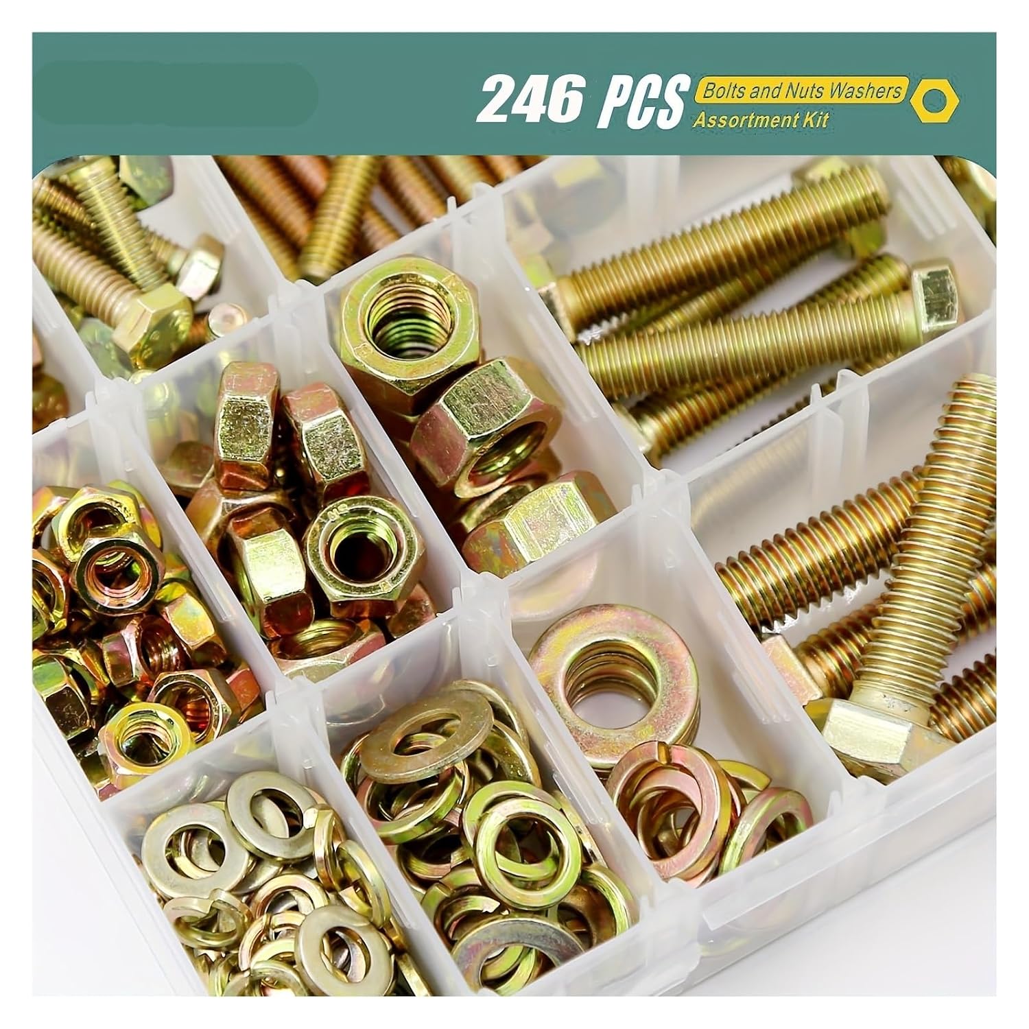 246/596/730/1650 Pieces of M4 M5 M6 M8 M10 Bolt and Nut Classification Kit Grade 8. Alloy Steel Hexagon Screw Washer(596PCS-M6M8M10)