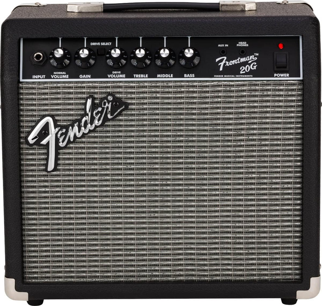 Fender Frontman 20G Guitar Amplifier & Professional Series Instrument Cable, Straight/Straight, Black, 10ft