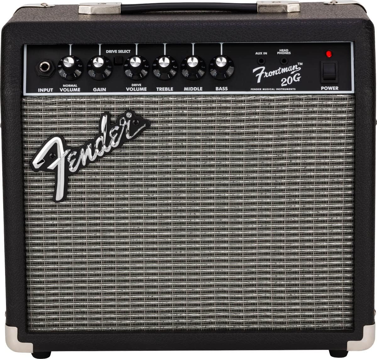 Fender Frontman 20G Guitar Amplifier & Professional Series Instrument Cable, Straight/Straight, Black, 10ft