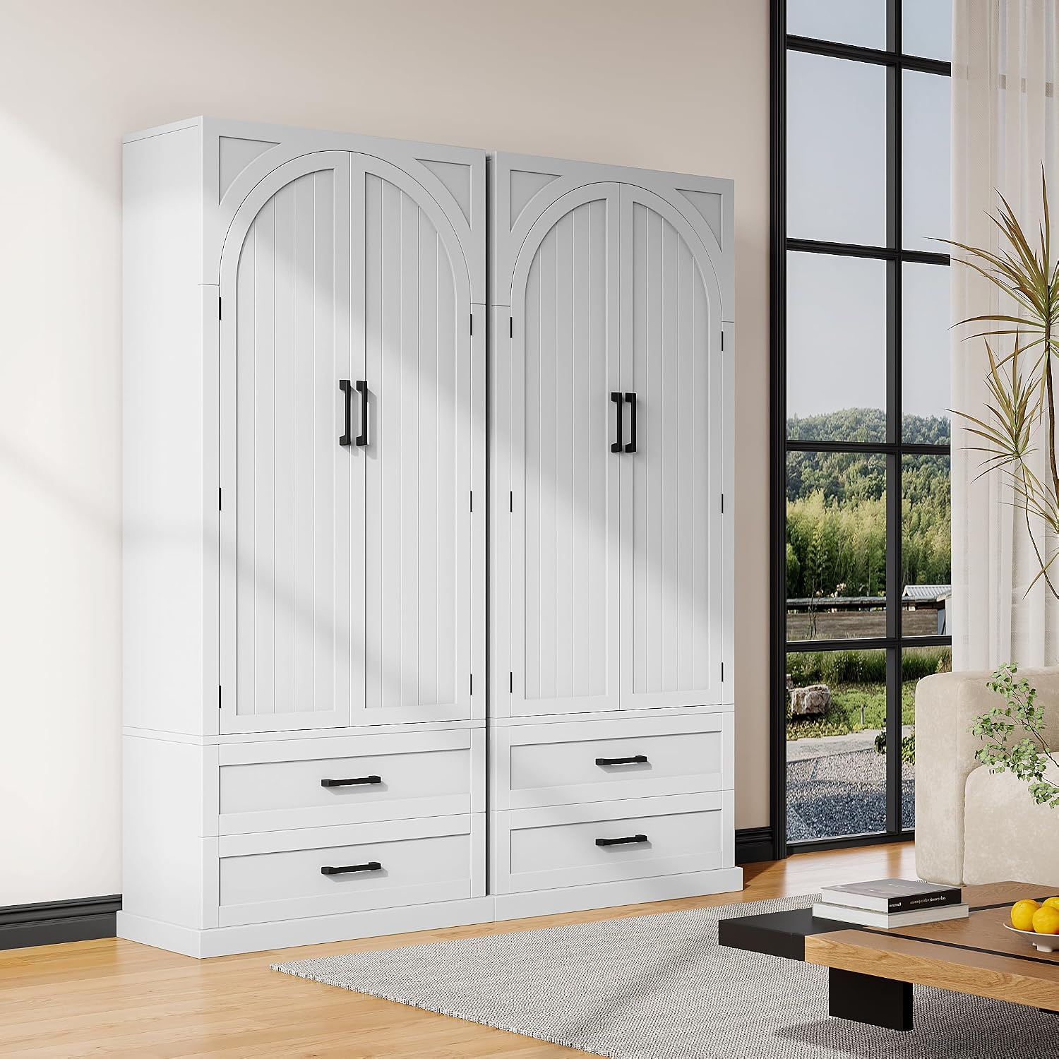iPormis 71' Tall Kitchen Pantry Storage Cabinet w/Adjustable Shelf, Door Shelves & Large Drawers, Freestanding Kitchen Cupboard for Dining Room/Living Room, White