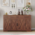 Garvee 55 in Large Buffet Sideboard Cabinet with Storage 4 Doors and 3 Drawers Kitchen Storage Cabinet Coffee Bar Buffet Table for Dining Room, Living Room, Adjustable Shelf