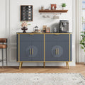 47.2' Buffet Storage Cabinet, Modern Fluted Coffee Bar Station with 2 Drawers & Adjustable Shelves, Kitchen Sideboard Buffet for Dining Room, Living Room, Hallway, Navy Blue