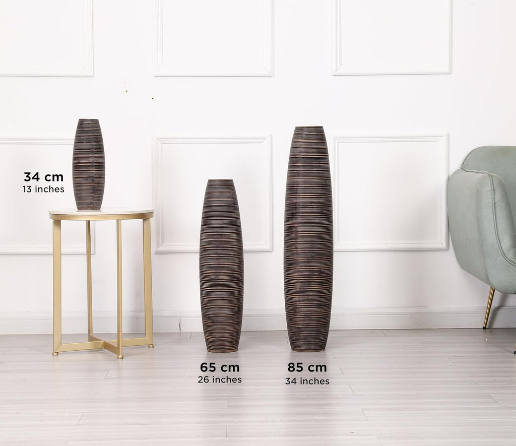 Leewadee Decorative Tall Floor Vase for Living Room Decor, 34 inches, Brown, Resin