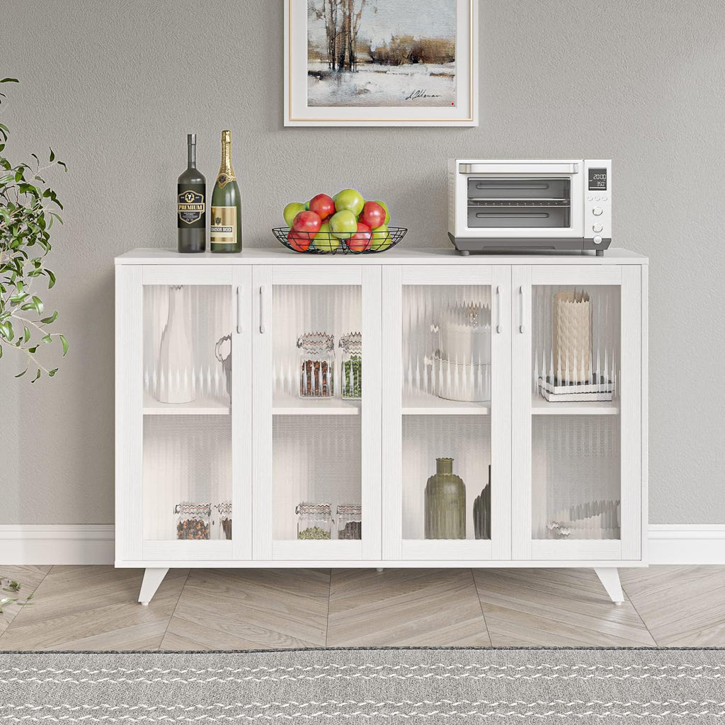 Panana Kitchen Buffet Server Table Accent Sideboard Cupboard Server Buffet Console Table with Doors Cabinet (49inch, White)