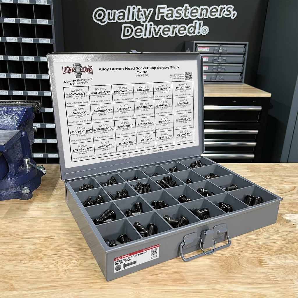 Inch Alloy Allen Button Head Socket Cap Screws Black Oxide Bolts Assortment - 453 PCS