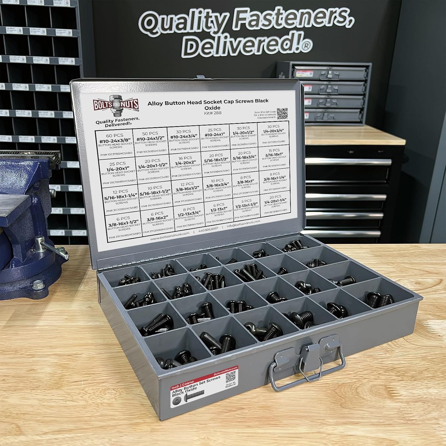 Inch Alloy Allen Button Head Socket Cap Screws Black Oxide Bolts Assortment - 453 PCS