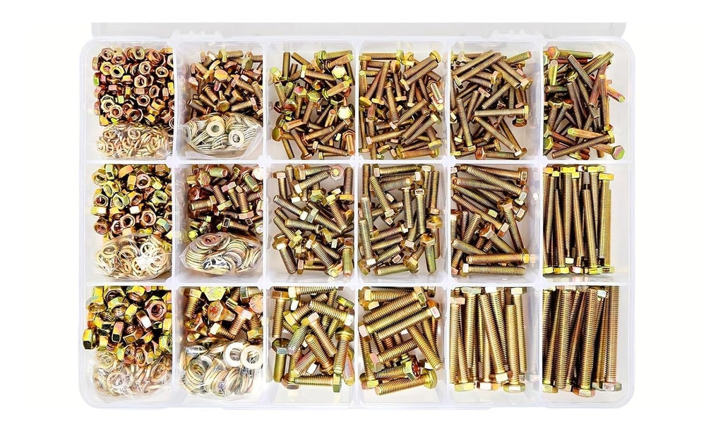 246/596/730/1650 Pieces of M4 M5 M6 M8 M10 Bolt and Nut Classification Kit Grade 8. Alloy Steel Hexagon Screw Washer(1650PCS-M4M5M6)