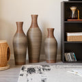 Floor PVC Decorated Vases Set of 3 for Gorgeous Home Decoration Large Classic PVC Vase 20.4in/24.4in/28.3in Height (Brown+Grey)
