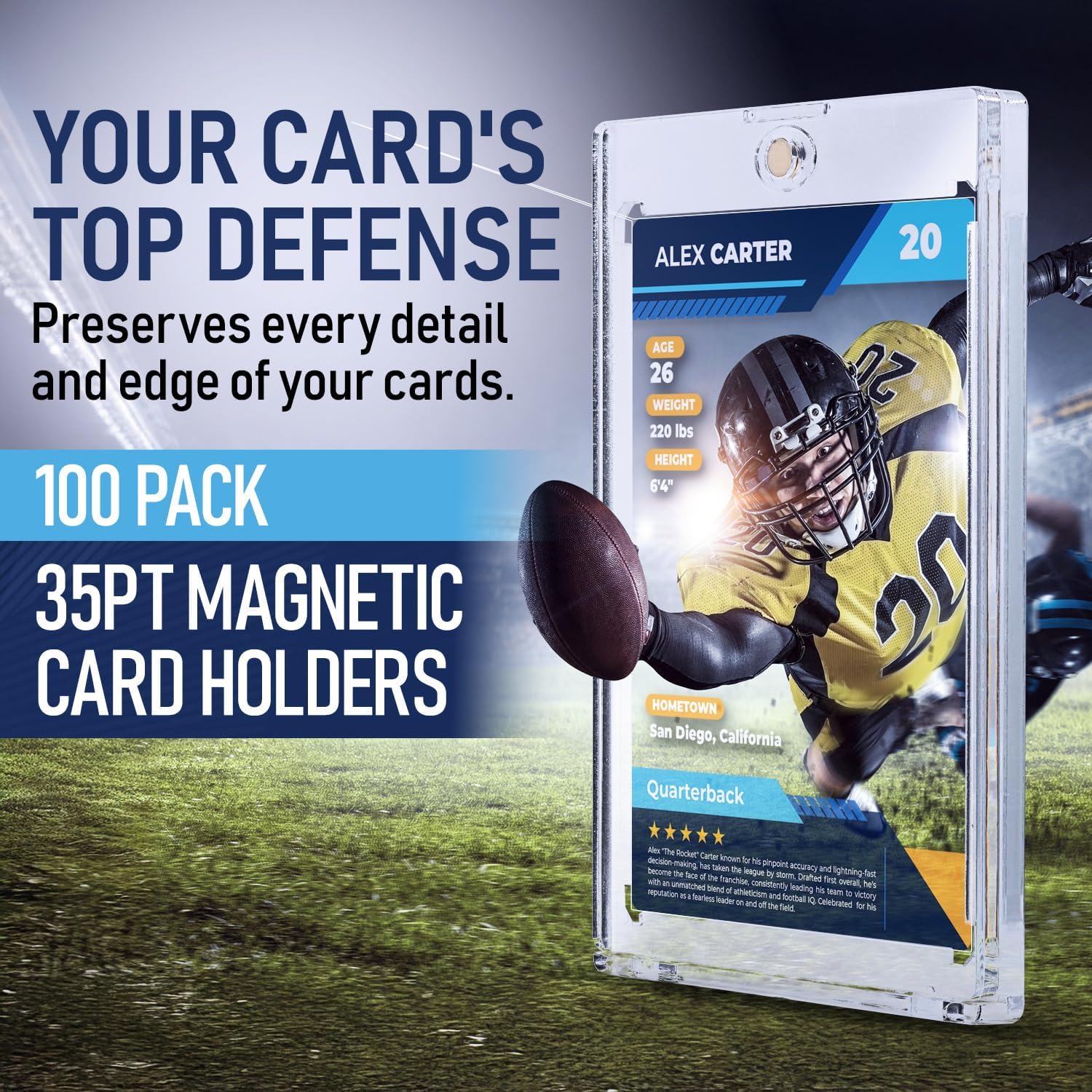 Premium 35PT - 360PT Magnetic Card Holder Case | Magnetic Trading Card Holder, Pro Sports, Football, Basketball, Baseball, MTG & TCG U-V Hard Protectors With Ultra Clear Design Display For Collectors.