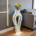 30'' Large Double Sided Crushed Diamond Vase, Tall Mirrored Sliver Vases for Floor,Decorative Vase with High-end Hollow Out Design for Home,Office,Hotel (11.8' L x 5.37' W x 30' H)