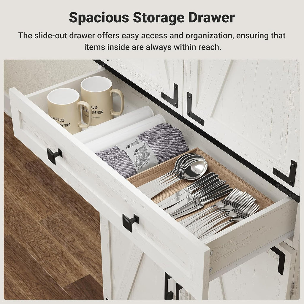 72' Kitchen Pantry Cabinet, Pantry Storage Cabinet with 8 Door Shelves and 3 Pull Out Shelves, Tall Pantry Cabinet with Adjustable Shelf and Large Drawer, Farmhouse Food Kitchen Hutch, For Dining Room