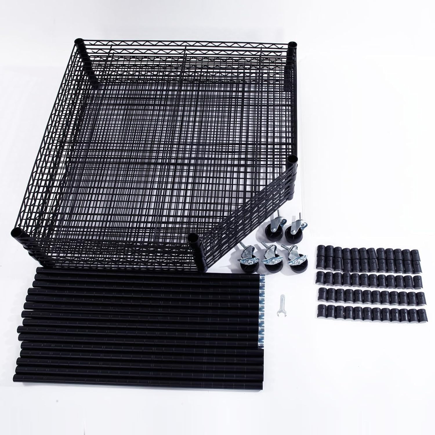 Bonnlo 6-Tier Rolling Heavy Duty Commercial Polygonal Corner Shelf Wire Shelving Unit Adjustable Storage Rack Free Standing Garage with 5 Wheels 26 4/5' L x 26 4/5' W x 71' H Inches (Black)