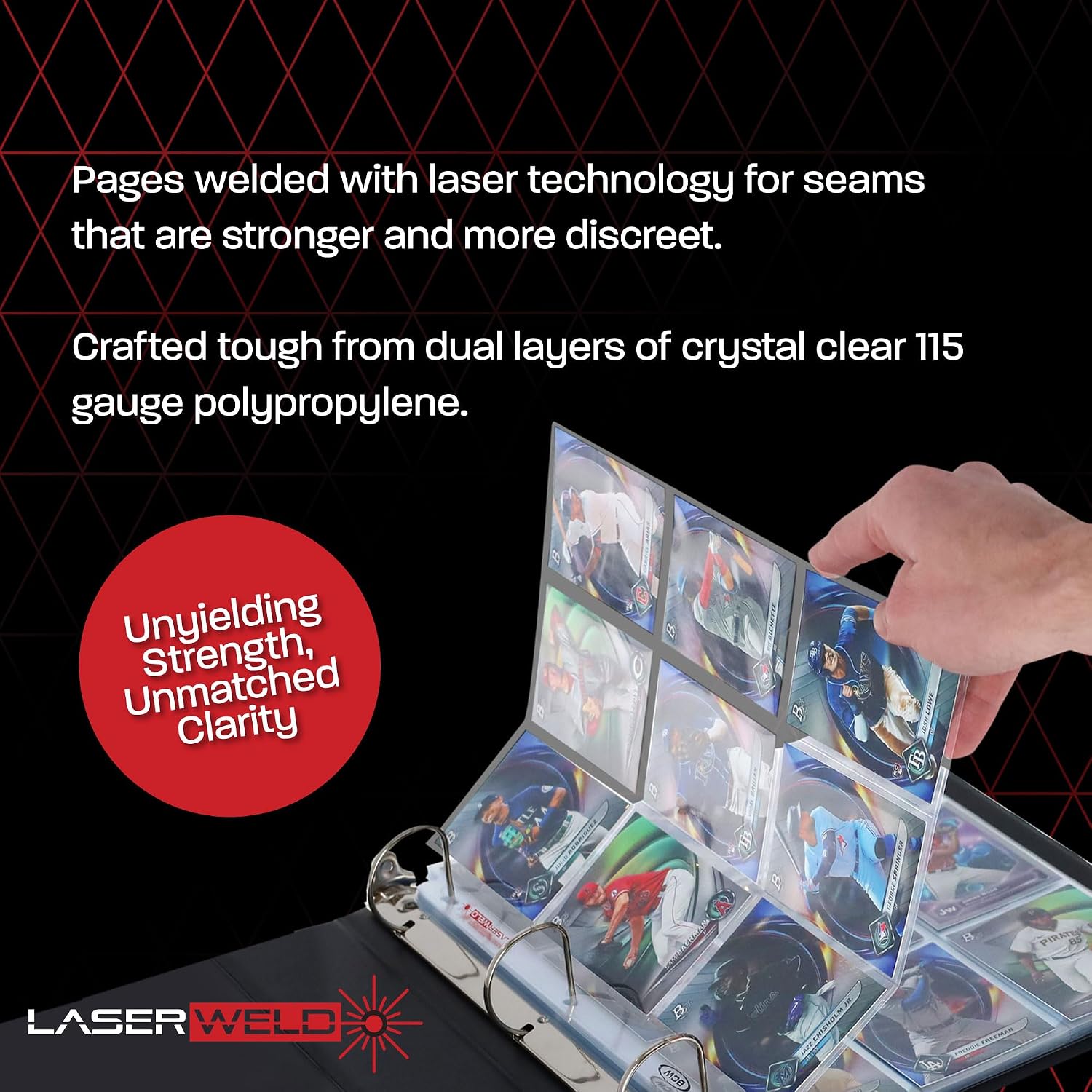BCW LaserWeld 9 Pocket Pages - 500 Page Pack | Glass-Like Clear Flat Lay | Premium Ultra Flat and Clear Pocket Pages for Cards | Trading Card Binder Sleeves for Pokemon, MTG, Baseball, Basketball