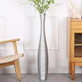 Leewadee Decorative Tall Floor Vase for Living Room Decor, 34 inches, Silver, Resin