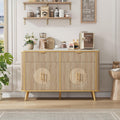 47.2' Buffet Storage Cabinet, Modern Fluted Coffee Bar Station with 2 Drawers & Adjustable Shelves, Kitchen Sideboard Buffet for Dining Room, Living Room, Hallway, Natural Oak