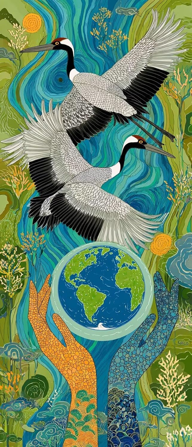 Animal Diamond Painting Red-Crowned Crane Diamond Art Kits for Adults, 5D Gem Art Painting Kit Beginners DIY Round Full Drill Crystal Dots Embroidery Crafts, Home Wall Decor Gifts 32x64in zy9-15m