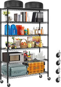 6 Tier Storage Shelves, Heavy Duty Storage Racks and Shelving Adjustable Metal Shelves, Steel Standing Shelf Units, 6000lbs Capacity, Wire Shelf for Warehouse, Garage, Black