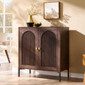 IFGET Modern Buffet Cabinet with Storage, 34' Tall Fluted Arched Sideboard Cabinet w/Adjustable Shelves, Wooden Modular Coffee Bar for Dining Room, Kitchen, Living Room, Entryway, Brown