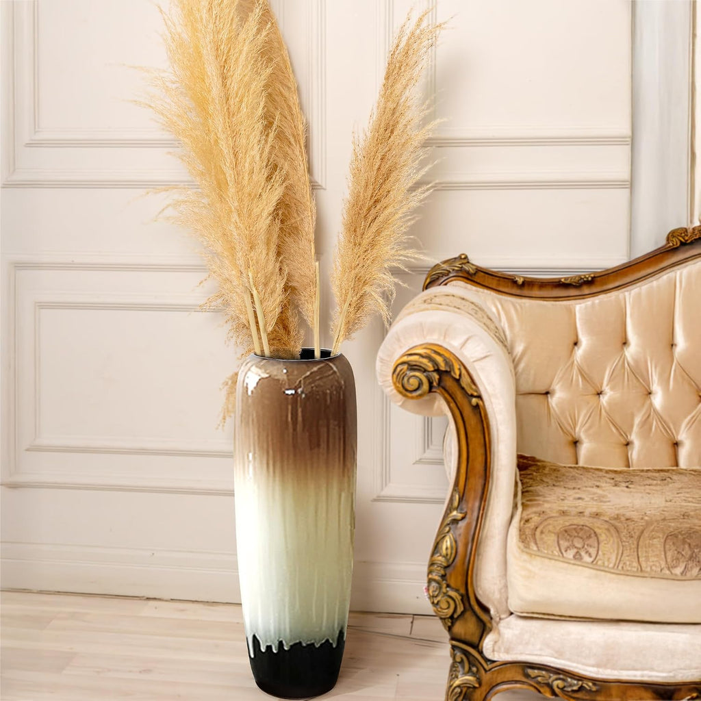 fanquare 20 Inch Ceramic Tall Floor Vases, Boho Farmhouse Style Durable Decorative Flower Vase for Dried Grass Flowers Wheat Home Kitchen Wedding Party Table Centerpiece Living Room Office