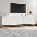 Buffet Cabinet with Storage Set of 2, Storage Cabinet with 3 Doors, Sideboard Coffee Bar Cabinets with Metal Legs and Adjustable Shelf for Kitchen, Dining Room, Living Room, White