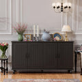 Scurrty 62'' Coffee Bar Cabinet Kitchen with Storage, Buffet Cabinet with Storage, Sideboard Buffet for Dinning Room, Kitchen & Living Room (4 Doors, Black)