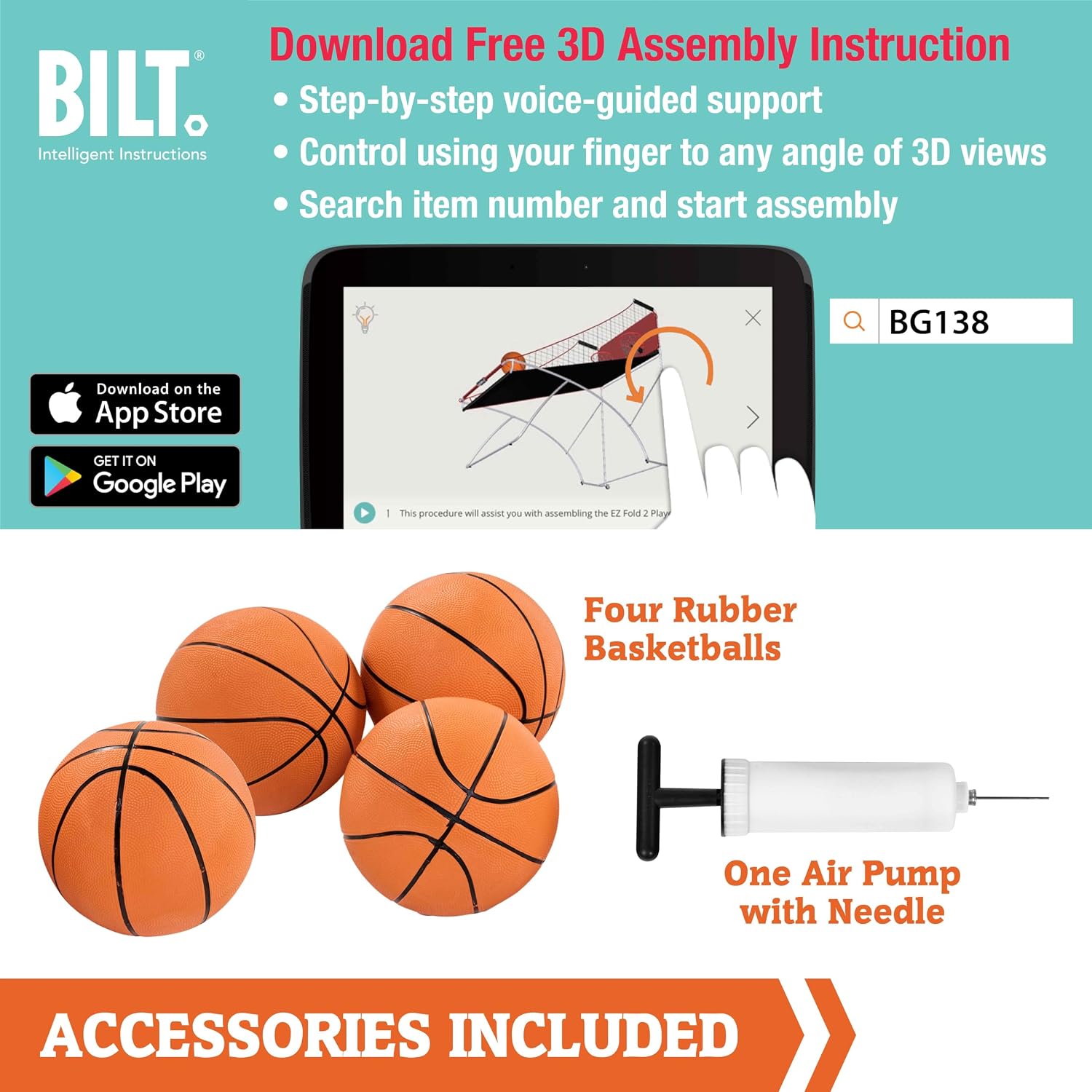 Hall of Games EZ Fold Premium Indoor Arcade Basketball Game with Steel Frame and Polycarbonate Backboard, Dual Shot Electronic Scoring with 6 Size 3 Balls Included, Perfect for Basement Game Rooms