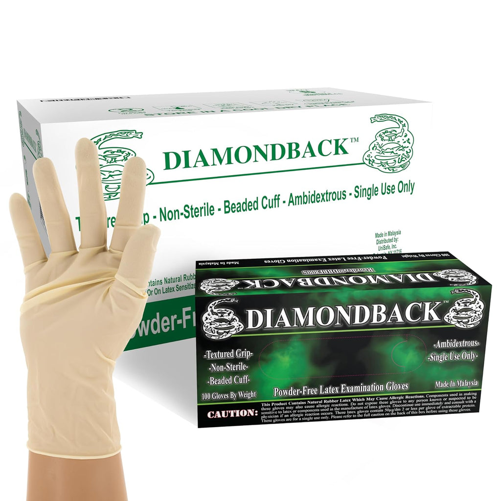 DIAMONDBACK Heavy Duty Latex Exam Gloves, Textured Grip, Powder Free, 8 Mils Thick (1000, Small)