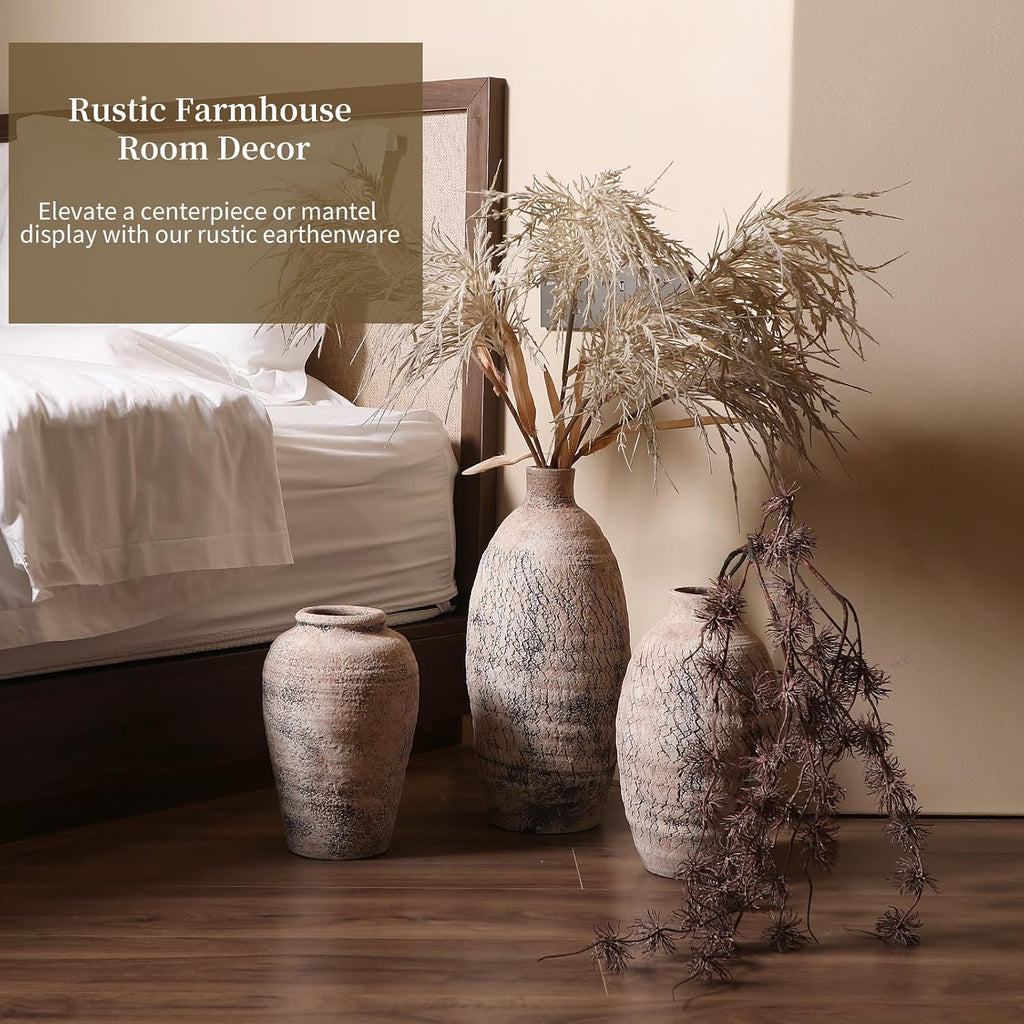 ALMA Handmade Pinky Beige Textured Vase 18 Inch Tall|Large Rustic Floor Vase for Pampas Grass|for Modern Farmhouse Decor, Living Room,Entryway Table Decor