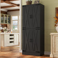 Unikito Black 71' Tall Kitchen Pantry Cabinet, Hidden Drawer and Farmhouse Barn Doors, 4 Adjustable Shelves, Freestanding Cupboard for Kitchen, Dining Room, Living Room, Utility Room