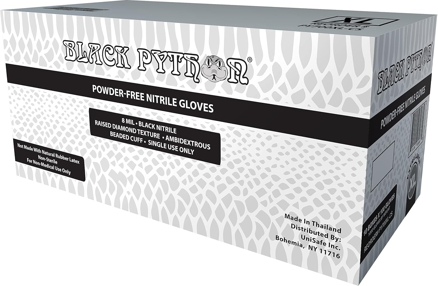 HD 8 MIL Nitrile Disposable Gloves, Latex & Powder Free, Industrial, Raised Diamond Texture, Case/1000