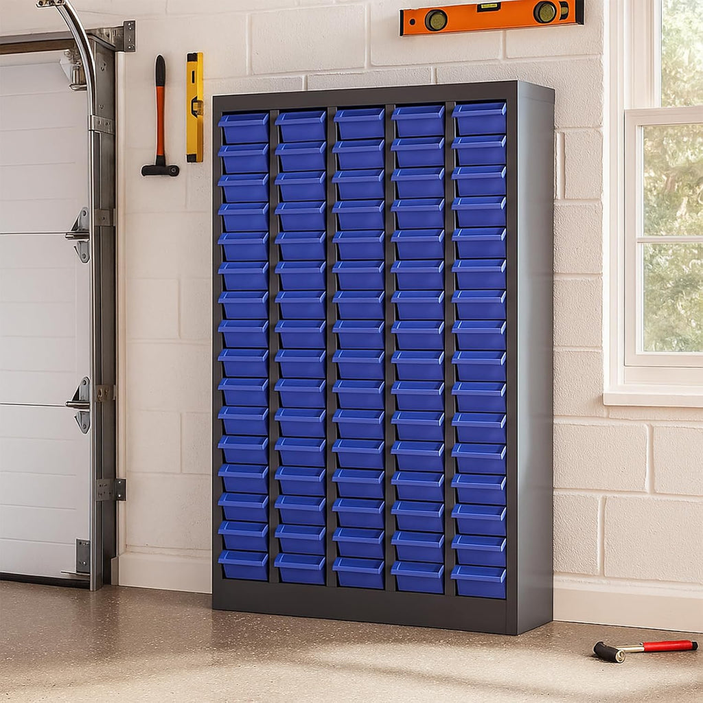 75-Drawer Small Parts Organizer, Nut and Bolt Organizer, Bolt Bin with ABS Drawers, Metal Storage Cabinet for Garage, Workshop, Home & Office, Tool Cabinet with Drawer