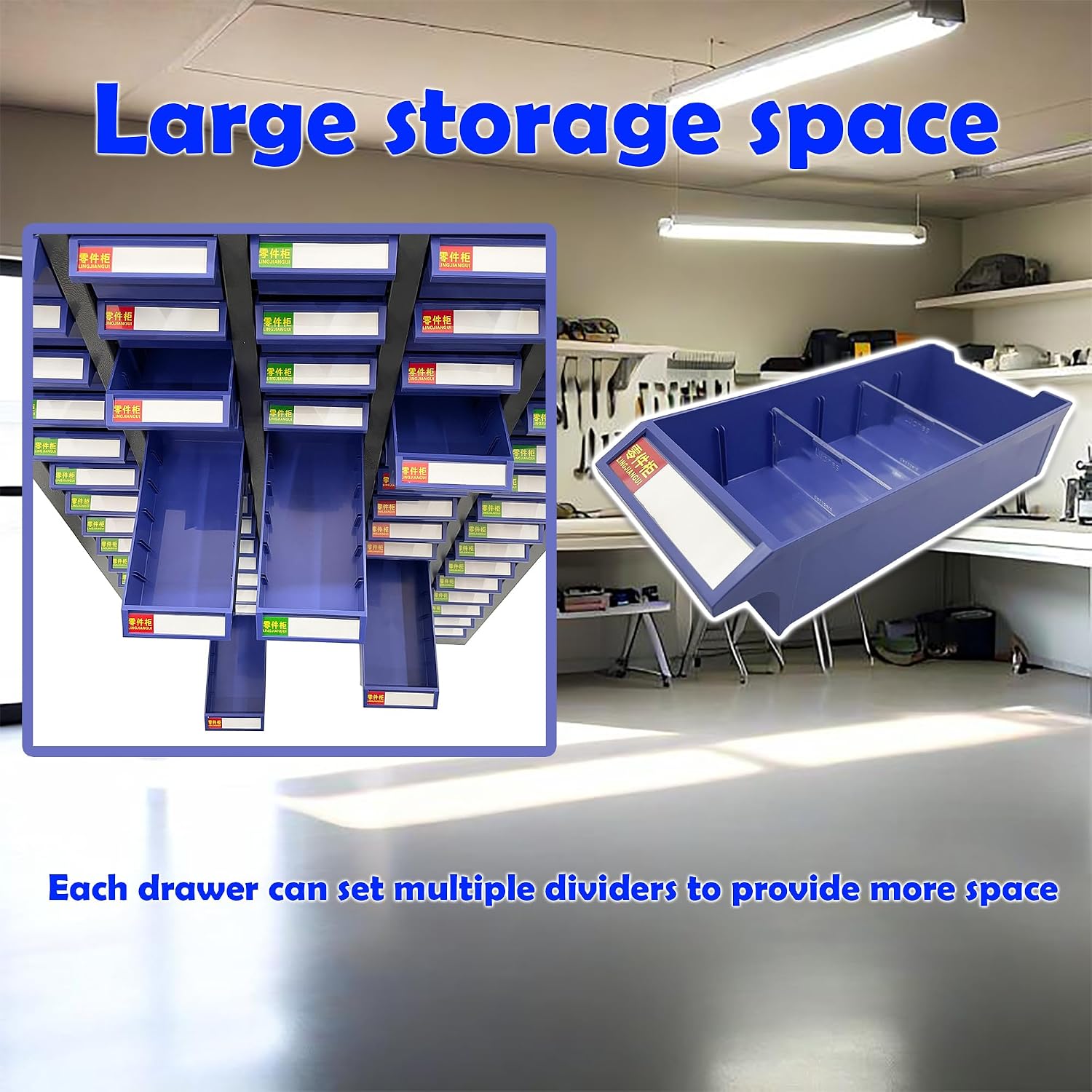 TECHTONGDA Bolt and Nut Tool Storage Steel Cabinet 60 Drawers Parts Cabinet Hardware Organizer and Storage Organization Shelves Dividers Assortment KIT with Door Lock
