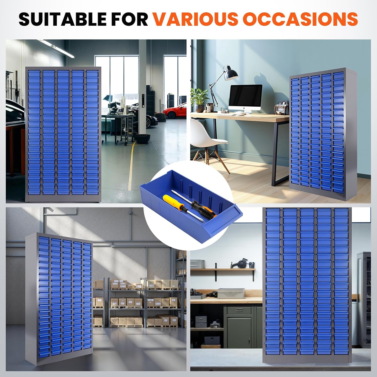 100 Drawers Nut and Bolt Organizer, 26x9x46 Stainless Steel Parts Cabinet with Shelfs & Labels Bolt Organizer for Workshop Tool & Hardware Storage and Organization (100 Drawers)