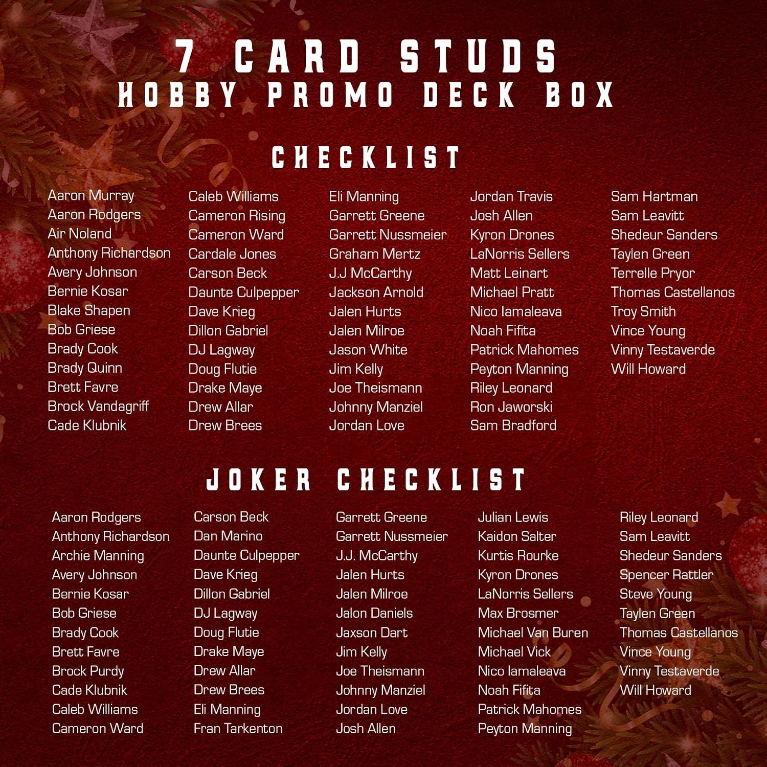2024 Wild Card ~ 7 Card Studs Football Promo Deck Edition ~ Quarterback Edition ~ Hobby Trading Card Box