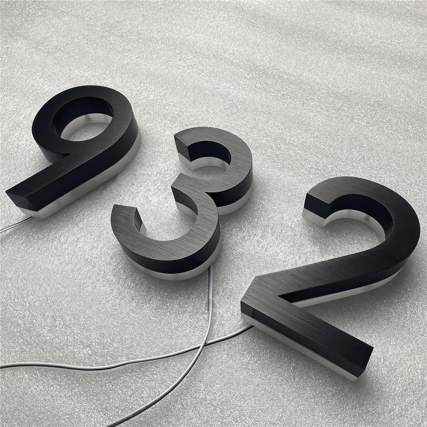 Backlit Lighed LED House Numbers, Black Finishes, Address Signs Lighted Plaque, Outdoor/Indoor, Modern, Low-Voltage, Weatherproof, Day & Night, White Light,20 Inch,3