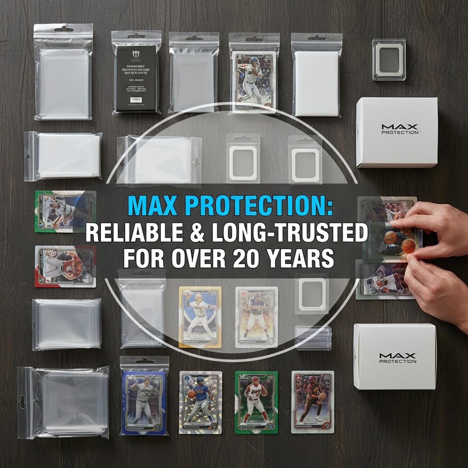 Max Protection Magnetic Card Holder Sleeves - Resealable 100ct Packs - Crystal Clear Acid-Free Polypropylene - Secure & Protect from Scratches, Fingerprints - Archival Quality (10000 Sleeves)
