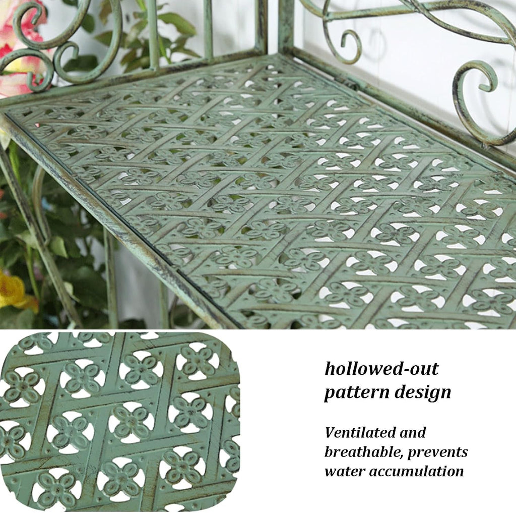 Metal Garden Trellis, Indoor Outdoor Planter Display, Heavy Duty Iron Plant Trellis, Strong Load-Bearing Capacity, Iron 4-Tier Bakers Rack for Garden Patio Balcony Living Room(Green)
