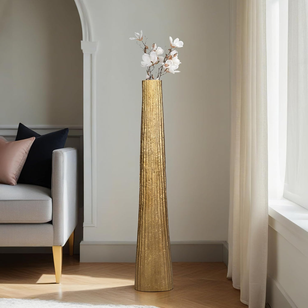 Floor Vase for Living Room Decor – Metal Vase for Home, Bedroom, or Office – Elegant vase adds a Sophisticated Accent to Any Table, House, or Room Decor – Flower Vases for Centerpieces – 58', Gold