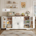 Brinlawb Buffet Cabinet with Storage & Charging Station, 53' Farmhouse Coffee Cabinet with Compartment Drawer, Sideboard Cabinets with Door and Adjustable Shelves for Kitchen, White