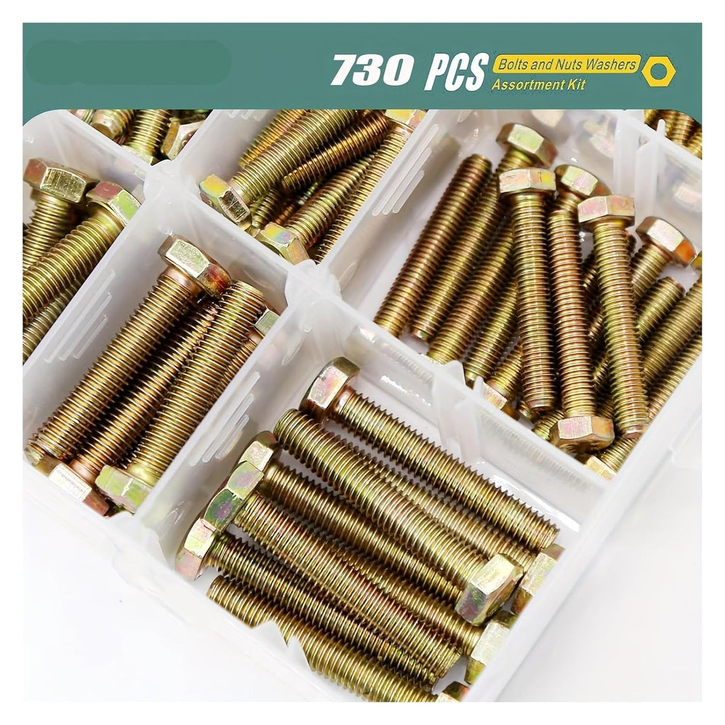 246/596/730/1650 Pieces of M4 M5 M6 M8 M10 Bolt and Nut Classification Kit Grade 8. Alloy Steel Hexagon Screw Washer(596PCS-M6M8M10)