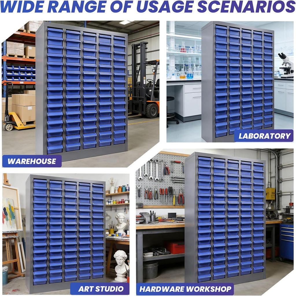 75 Drawer Nut and Bolt Storage Organizer, Parts Cabinet Organizer with Anti-Drop Design, Stainless Steel Bolt Bin Cabinet with ABS Drawers, Tool Cabinet for Office Supplies, Hardware Storage