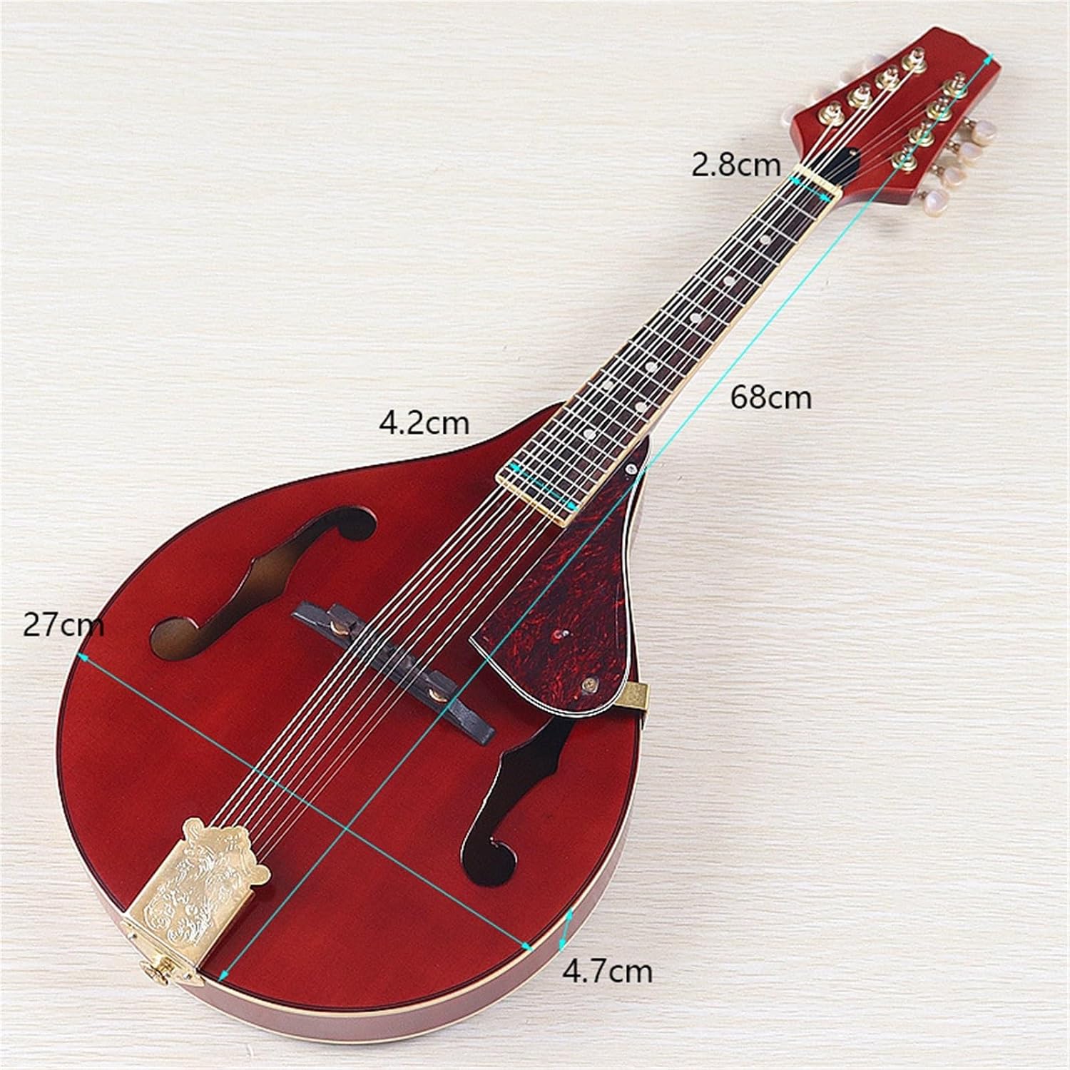 26 Inch Eight String Brown Red Mandolin Guitar Instrument Beginner Mandolin String Instrument